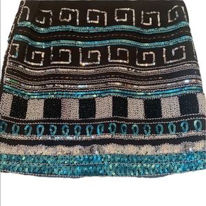Davi & Dani Beaded and Sequined Black Skirt